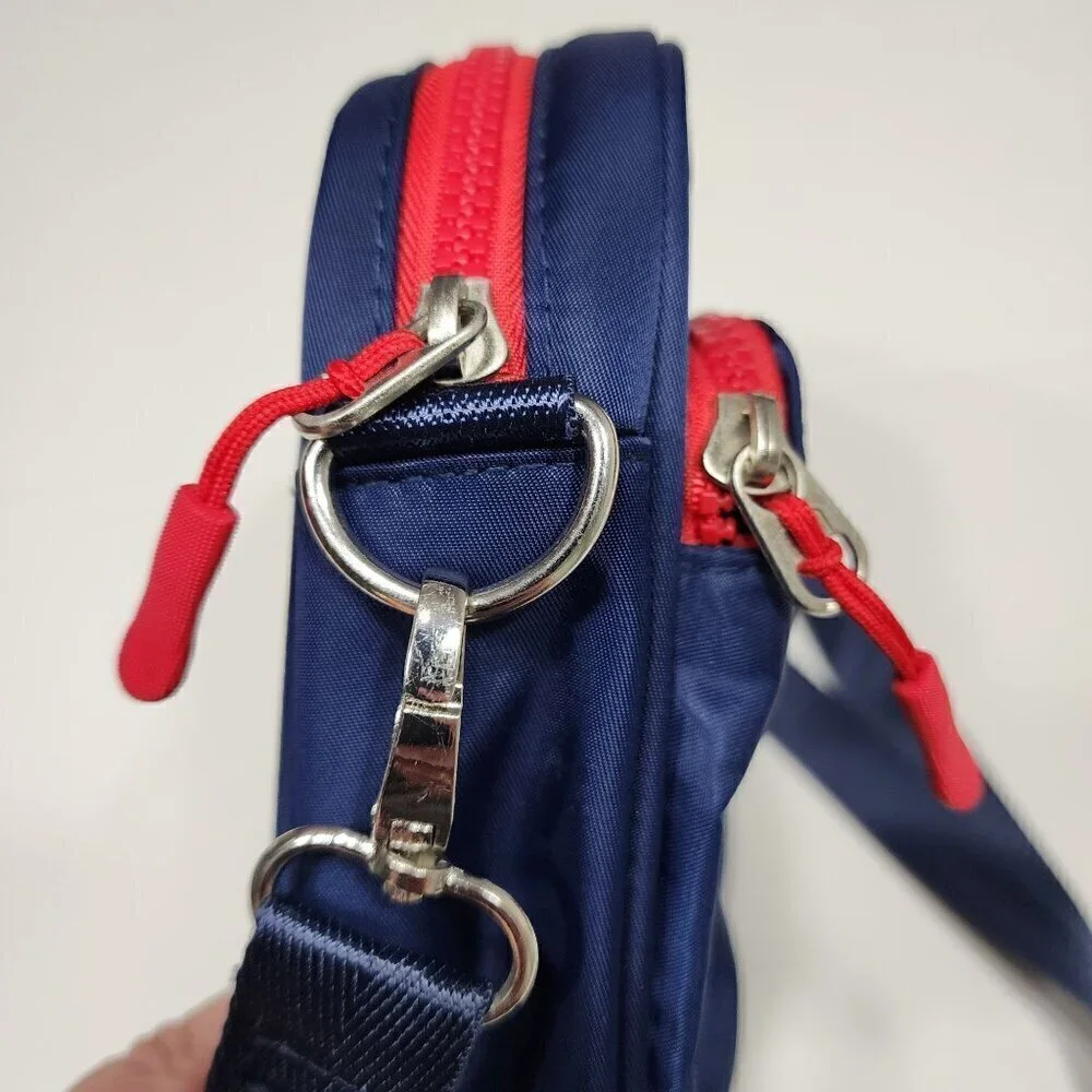 Nautica belt bag or crossbody Navy multi colored letters red zipper